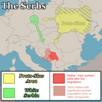 Веројатни патишта при ширењето на етнонимот Serb.