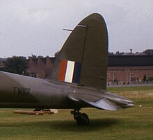 Horn balanced rudder of a de Havilland Mosquito Mosquito balanced rudder.jpg