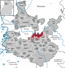 Läget för Neckargemünd i Rhein-Neckar-Kreis