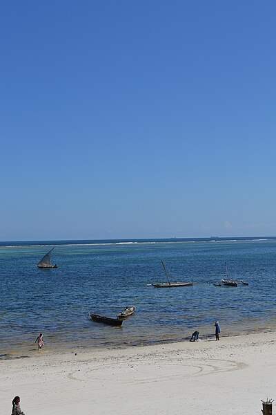 File:Nyali Beach from the Reef Hotel during high tide in Mombasa, Kenya 49.jpg