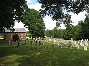 The church and its graveyard, seen from the north Old Hebron Lutheran Church Intermont WV 2009 07 19 01.JPG