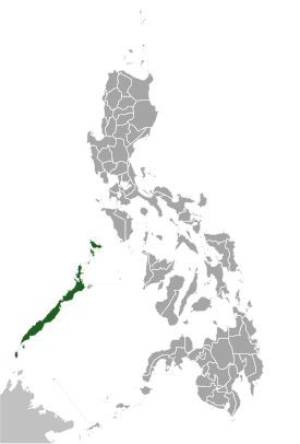 Palawaninsarvinokan levinneisyyskartta