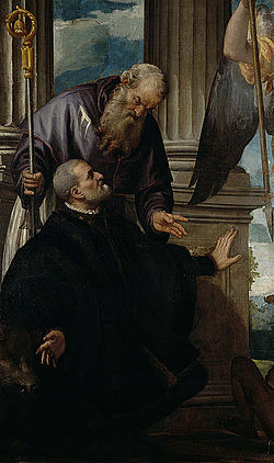 Saint Anthony Abbot and Antonio Petrobelli, National Gallery of Scotland Paolo Veronese - Pala Petrobelli - SantAntonio abate con Antonio Petrobelli - National gallery of Scotland.jpeg