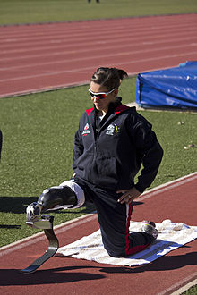 Paralympic athlete Michelle Errichiello warming up at the AIS Track and Field Paralympic athlete Michelle Errichiello warming up at the AIS Track and Field.jpg