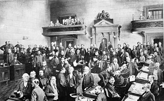 Members of the Legislative Assembly of Ontario convene in 1871. Parliament of Ontario 1871.jpg