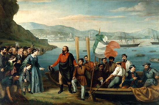 The beginning of the expedition, to Sicily, at Quarto dei Mille, Genoa