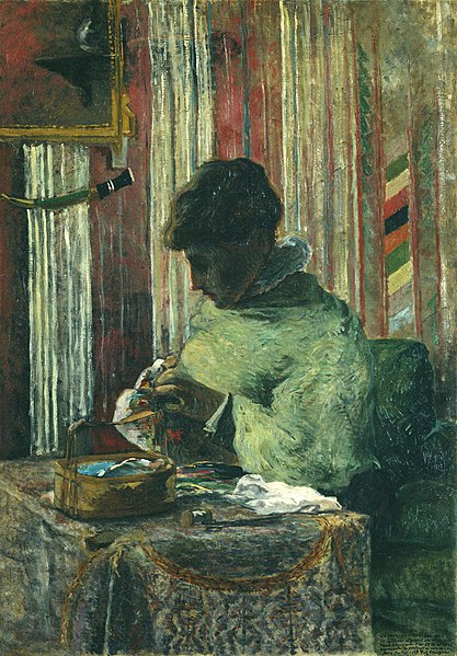 File:Paul Gauguin, 1880, The Embroiderer (La Brodeuse), oil on canvas, 116 x 81 cm, Foundation E.G. Bührle.jpg