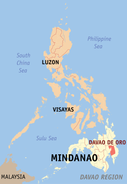 Locatie van Davao de Oro in de Filipijnen