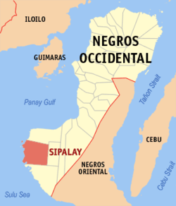 Mapa ng Negros Occidental na nagpapakita ng lokasyon ng Sipalay.