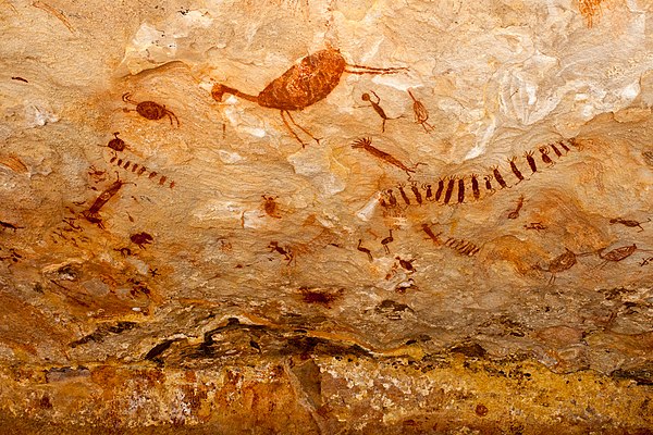 Rock art at Serra da Capivara National Park, one of the largest and oldest concentrations of prehistoric sites in the Americas
