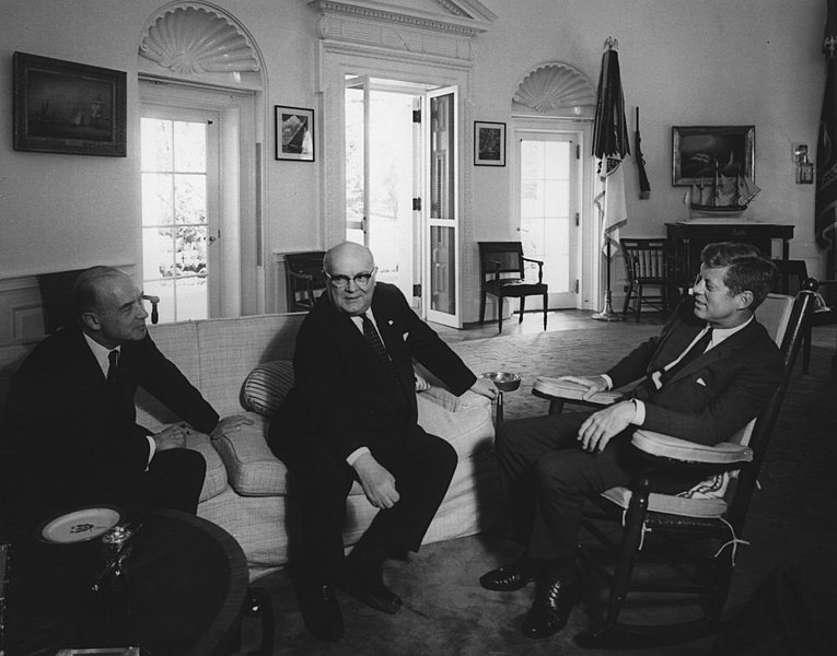 File:President John F. Kennedy with Foreign Minister of Belgium, Paul-Henri Spaak.jpg