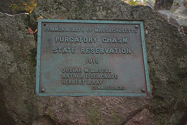 A plaque found on the north end of the chasm.