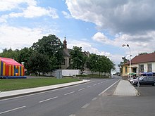 Town of Vroutek (German: Rudig), location of the Lužec castle from the film Adelheid