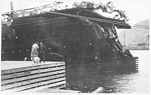 SS Grampian after hitting an iceberg on July 10 1919.jpg