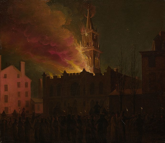 File:Samuel Jones - Conflagration of the Masonic Hall, Chestnut Street, Philadelphia, Pennsylvania - 1983.28 - Art Institute of Chicago.jpg