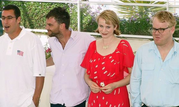Adam Sandler, Anderson, Emily Watson and Philip Seymour Hoffman at the 2002 Cannes Film Festival