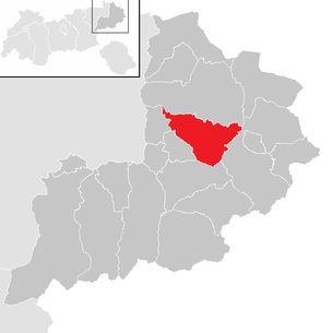 Lage der Gemeinde St. Johann in Tirol im Bezirk Kitzbühel (anklickbare Karte)