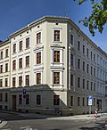 Apartment building in closed development, corner house