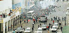 Street violence occurred during the 2006 security strike. South Africa-2006-Security Guard Strike-001.jpg