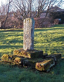 The 10th-century cross at St Bees Priory, indicating a pre-Norman religious site. St bees graveyard cross.jpg