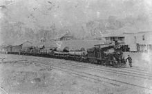 Beaudesert Shire Tramway train at Rathdowney in 1912 StateLibQld 1 111364 Train on the Beaudesert tramway halted at Rathdowney Station, 1912.jpg