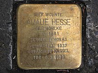 Stolperstein Amalie Hesse, 1, Mergellstraße 41, Kirchditmold, Kassel.jpg
