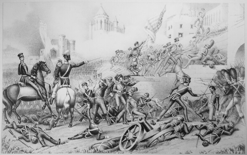 File:Storming of Monterey. Attack on the Bishop's Palace. September 1846. Copy of lithograph by Kelloggs & Thayer, circa - NARA - 531093.tif