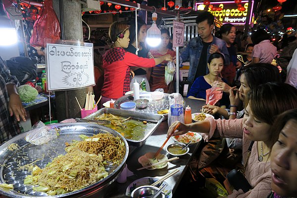 Street food in Yangon Chinatown, Myanmar