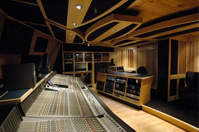 A sound control room at Tainted Blue Studios, 2010