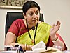 The Union Minister for Textiles and Information & Broadcasting, Smt. Smriti Irani interacting with the media regarding the cabinet approval for the Integrated Scheme for Development of Silk Industry, in New Delhi (1).jpg