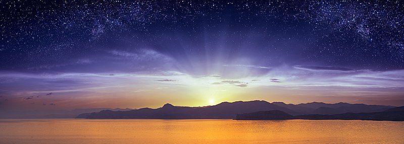 File:The sunrise with starry sky.jpg