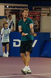 Thomas Enqvist spelar veterantennis i Eindhoven 2010.