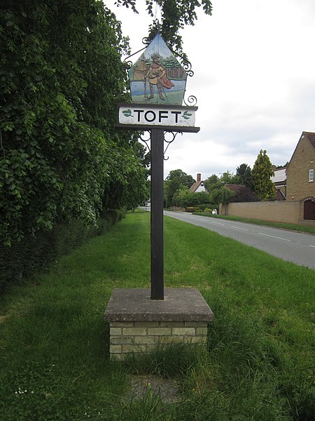 File:Toft village sign.JPG