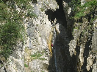 Canyoning in the Palvico, here Buco della morte (it .: about hole of death)