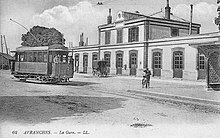 The tramway at the Avranches-Etat station Tramway d'Avranches a la gare.jpg