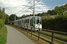 Tram on the former light railway section of line 1 Tramway graz09.jpg