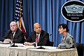 U.S. Army Lt. Col. Dawn Hilton, right, the commander of the Joint Regional Correctional Facility at Fort Leavenworth, Kan., talks to reporters about the new facility.jpg