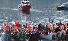 Canoes during the 2014 Qatuwas Festival Various canoes (14679787112).jpg