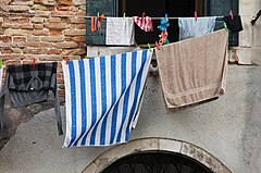 Street scene with cloth wash. Venice, Italy 2009