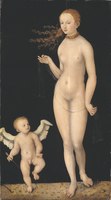 Lucas Cranach (I). Portrait of Bona Sforza and her son as Venus and Cupid label QS:Len,"Portrait of Bona Sforza and her son as Venus and Cupid" label QS:Lpl,"Portret Bony Sforzy i jej syna jako Wenus i Kupidyna" label QS:Lfr,"Portrait de Bona Sforza et de son fils en Vénus et Cupidon" . Nationalmuseum Stockholm.