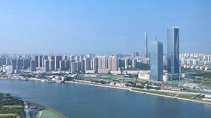 Vue d'un quartier d'affaires du nouveau district de Binhai.