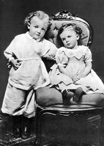 Lenin (left) at the age of three with his sister, Olga