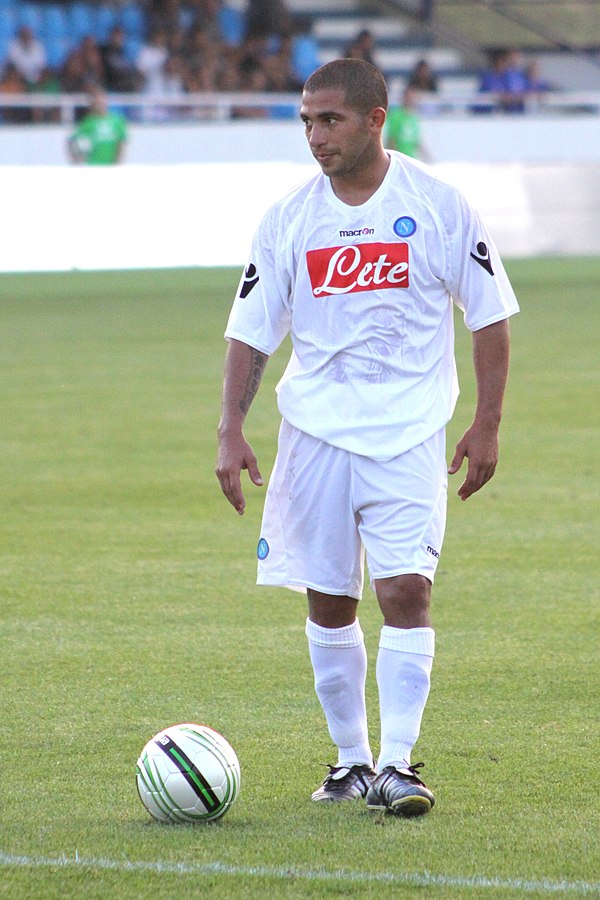 Gargano in a friendly match, wearing Napoli's away shirt.