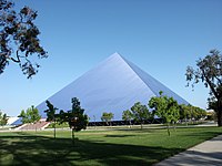 The Walter Pyramid, the university's most prominent sporting complex and most recognizable landmark. Walter Pyramid.jpg
