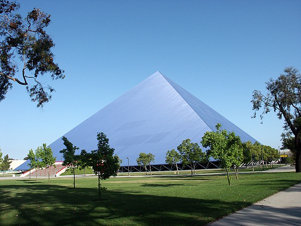 The Walter Pyramid, the university's most prominent sporting complex and most recognizable landmark.
