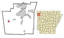 Washington County Arkansas Sisällytetyt ja rekisteröimättömät alueet Lincoln Highlighted.svg