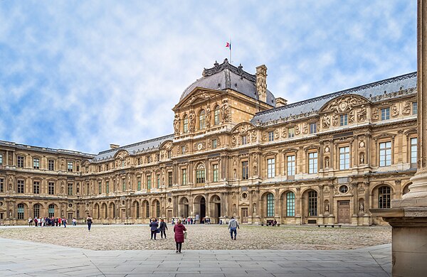 West wing of the Louvre's Cour Carrée with the Pavillon de l'Horloge