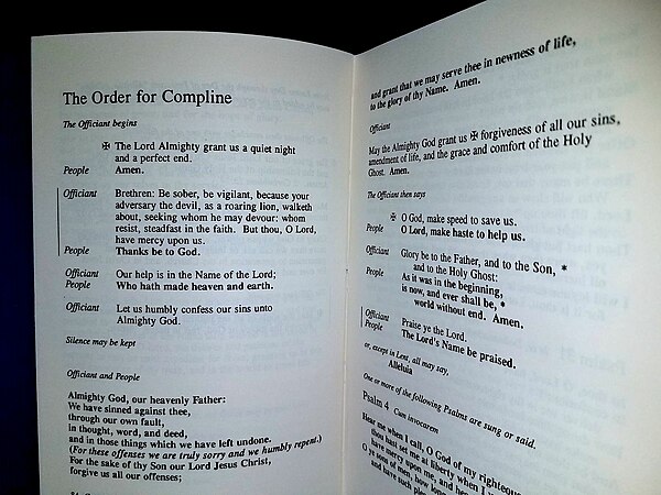 The start of compline in the Anglo-Catholic Anglican Service Book (1991)