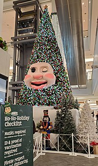 Woody the talking Christmas tree winks at a child. Woody the Talking Christmas Tree, Dartmouth, Nova Scotia.jpg