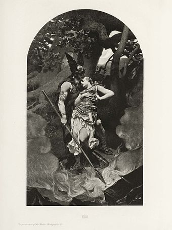 Wotan takes leave of Brunhild (1892) by Konrad Dielitz